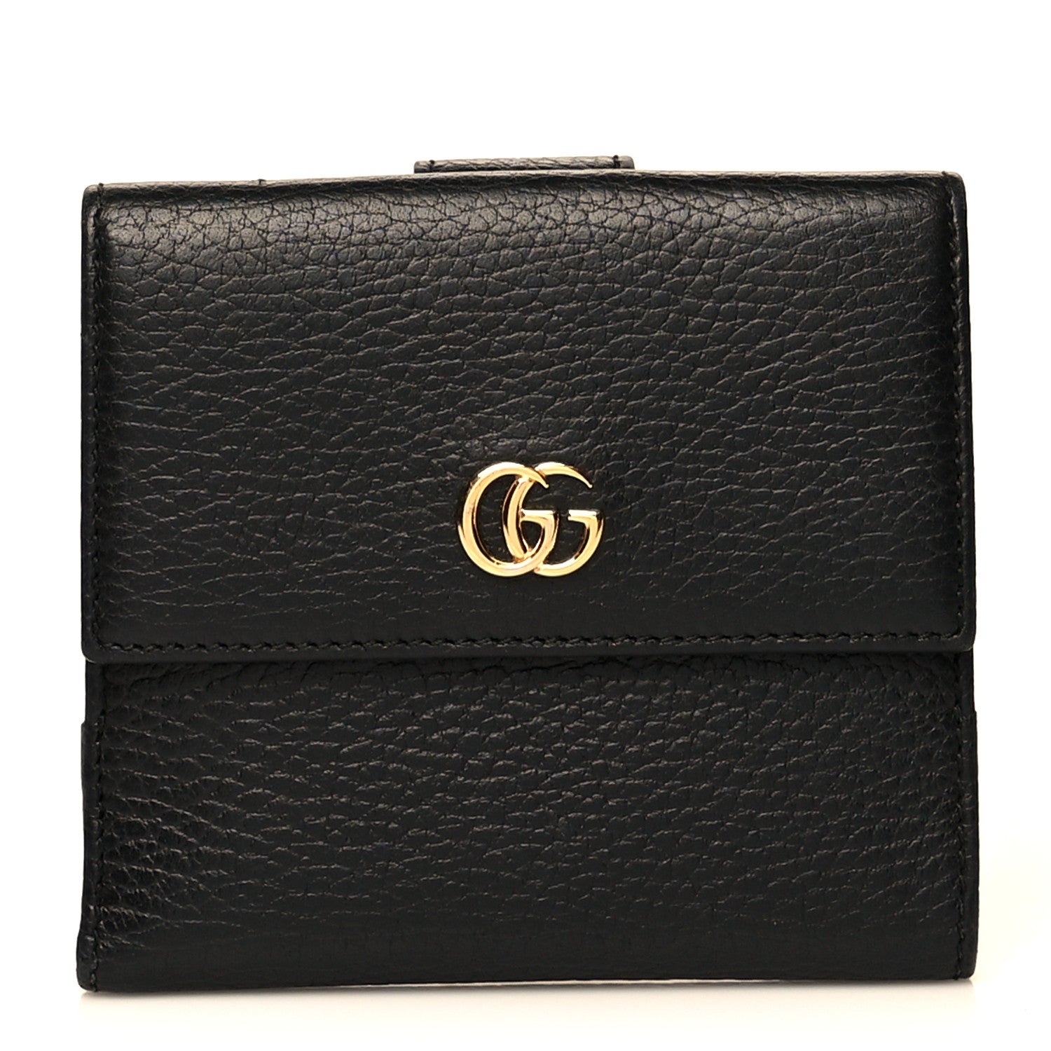 Gucci Dollar Calfskin Double G French Flap Wallet Black 1 of 8