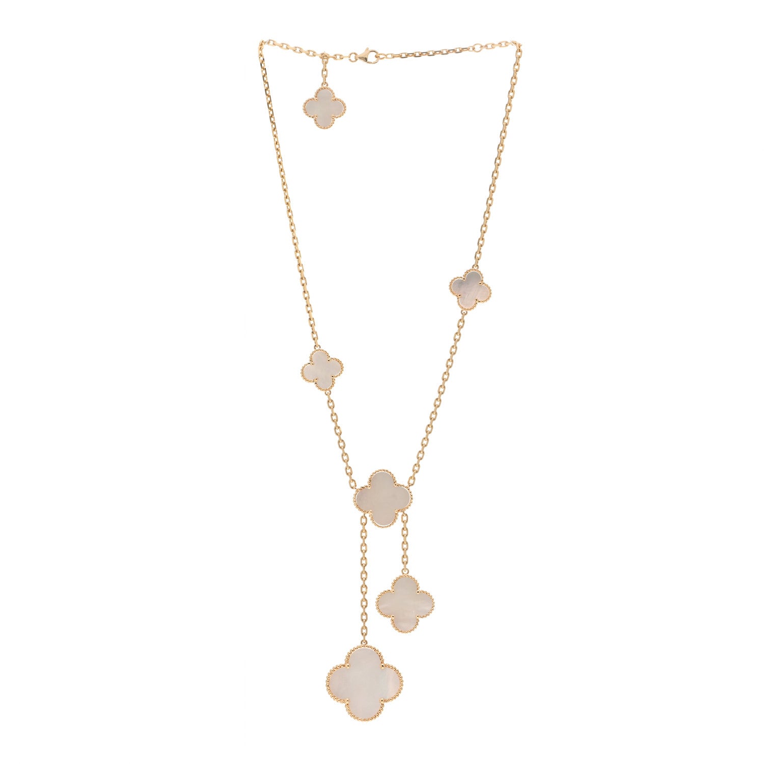 Van Cleef & Arpels 18K Yellow Gold Mother of Pearl 6 Motifs Magic Alhambra Necklace 3 of 4
