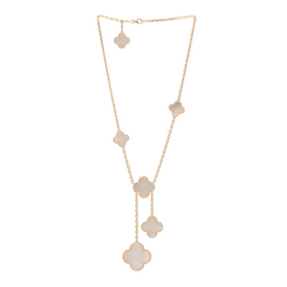 Van Cleef & Arpels 18K Yellow Gold Mother of Pearl 6 Motifs Magic Alhambra Necklace 3 of 4