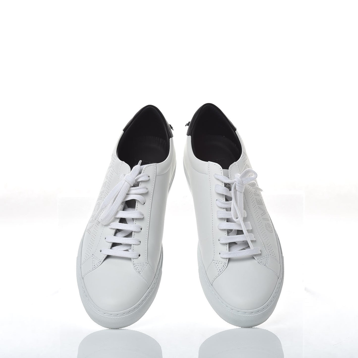 Calfskin Perforated Urban Street Sneakers 40 White