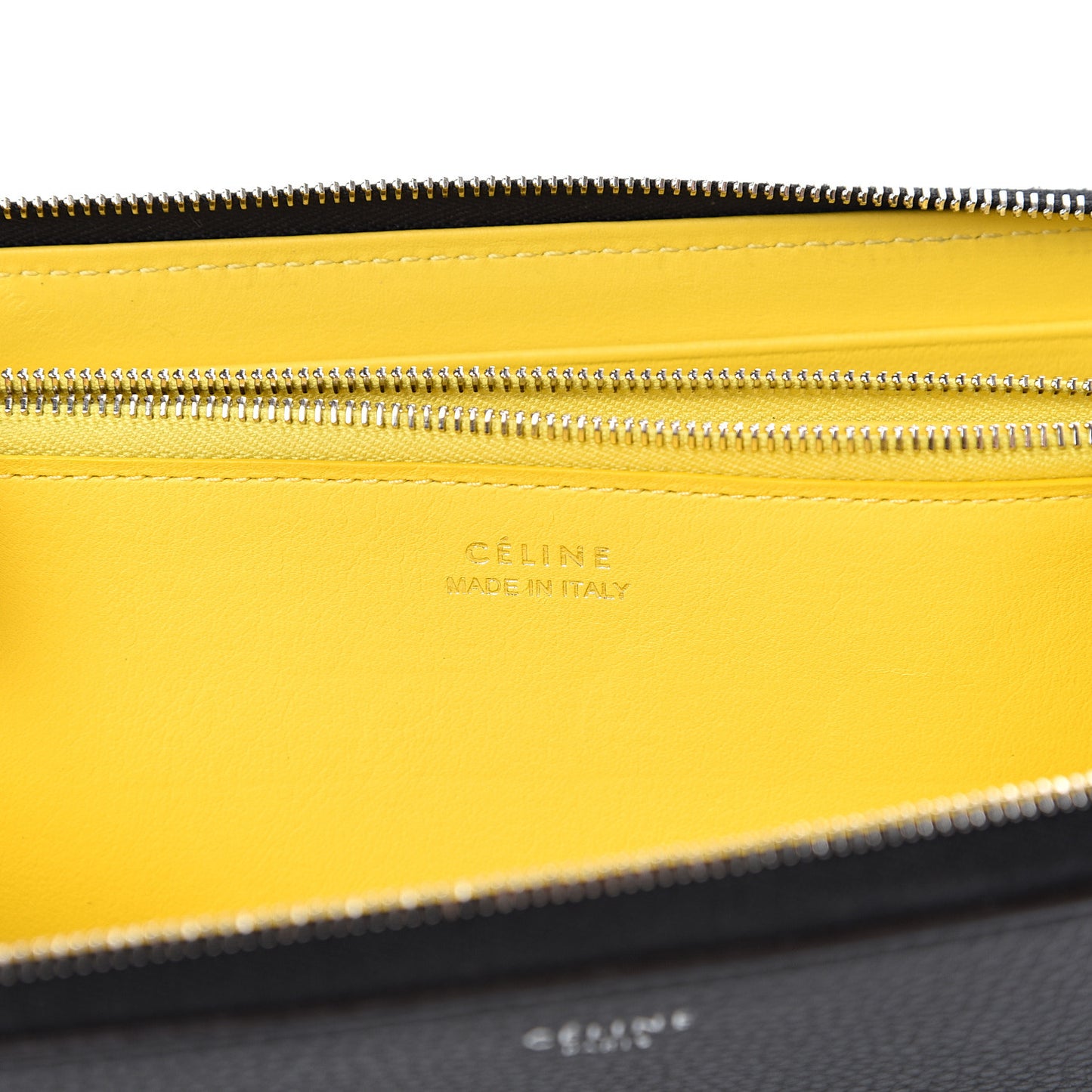 Calfskin Large Zip Around Multifunction Wallet Black Citron