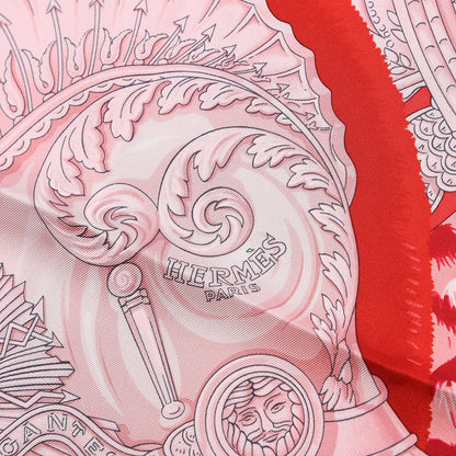 Hermes Silk Plumets du Roy Scarf 90 Vert Rose Blanc 7 of 8