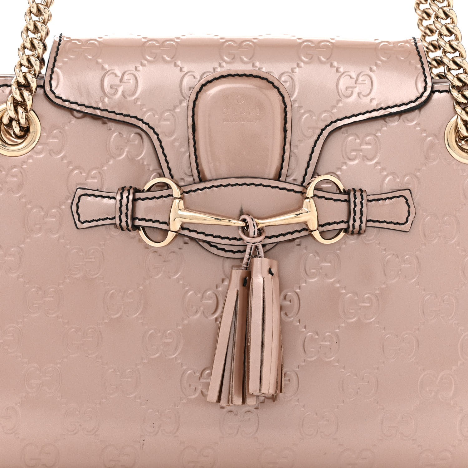 Gucci Shine Guccissima Small Emily Chain Shoulder Bag Dark Cipria 8 of 10