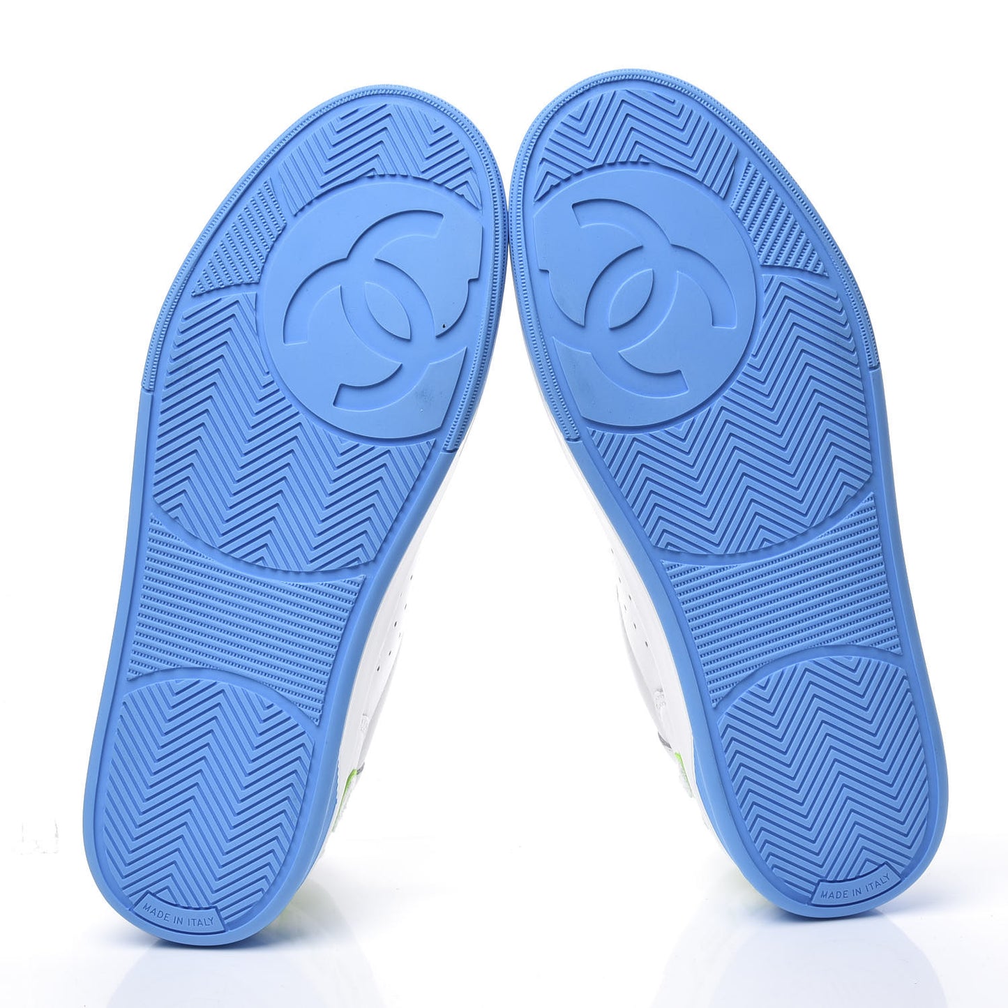 Calfskin Womens Logo Sneakers 39 White Multicolor