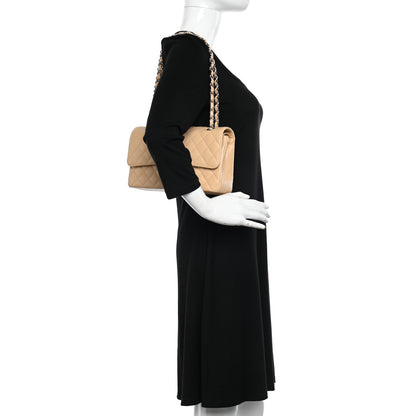 Chanel Caviar Quilted Medium Double Flap Beige 2 of 11