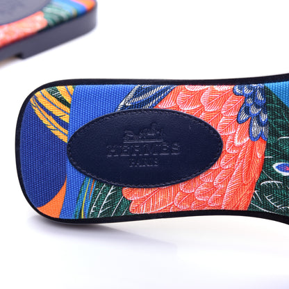 Hermes Calfskin Oran Sandals 36.5 Bleu 7 of 13
