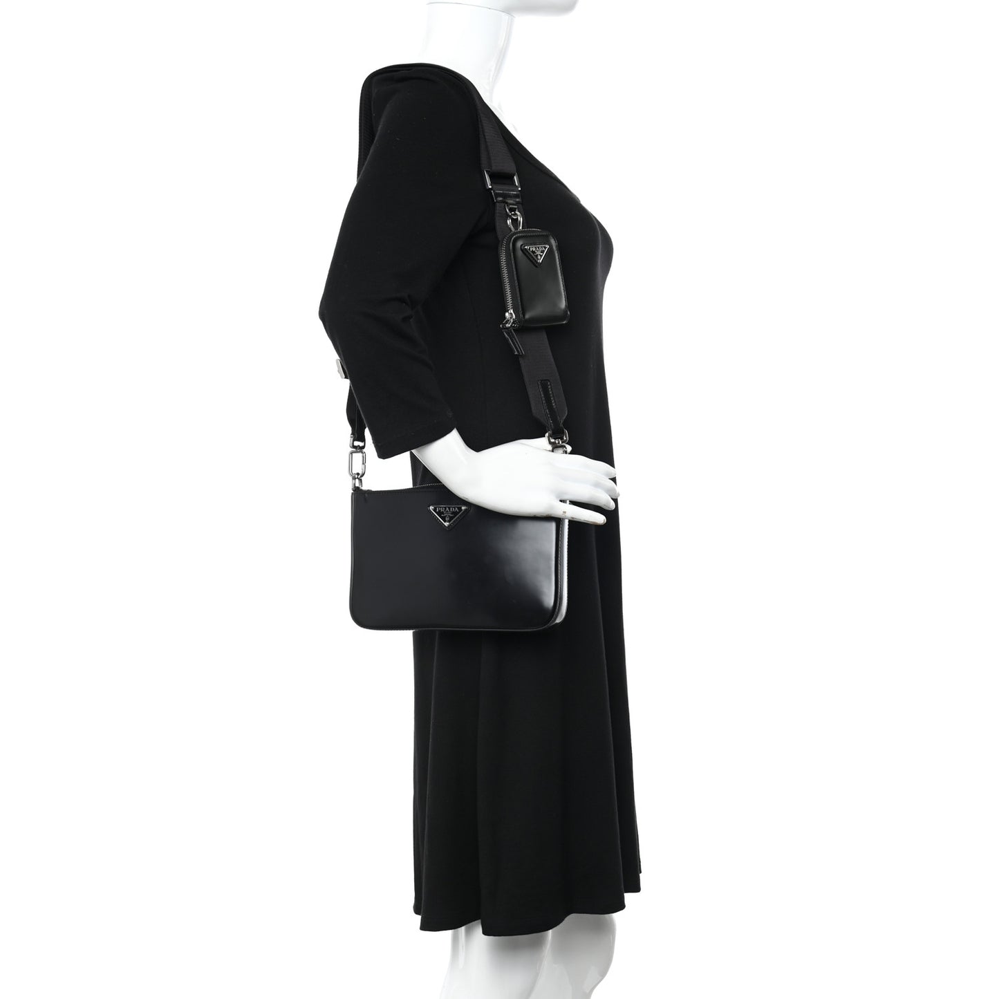 Spazzolato Pocket Pouch Shoulder Bag Black
