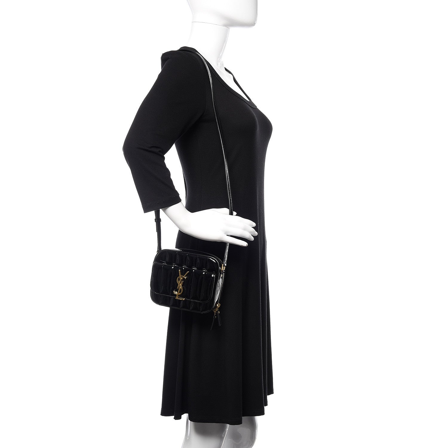 Saint Laurent Patent Matelasse Monogram Toy Vicky Camera Bag Black 2 of 11