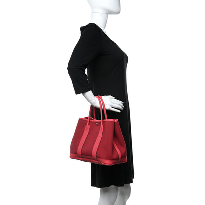 Hermes Toile Militaire Vache Country Garden Party Tote 30 Rouge Grenant Bougainvillea 2 of 17