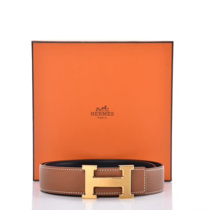 Hermes Box Togo 32mm H Belt 75 Black Gold 4 of 6