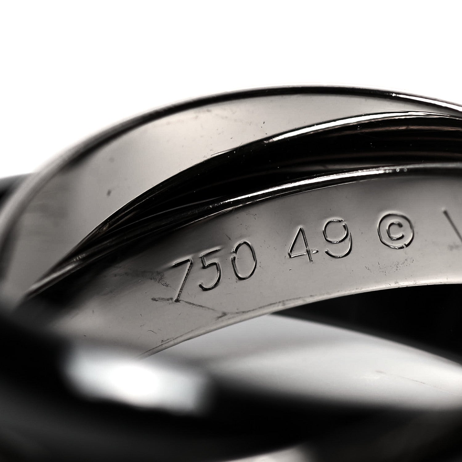 Cartier 18K White Gold Black Ceramic Trinity Ring 49 4.75 4 of 6