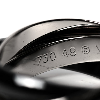 Cartier 18K White Gold Black Ceramic Trinity Ring 49 4.75 4 of 6