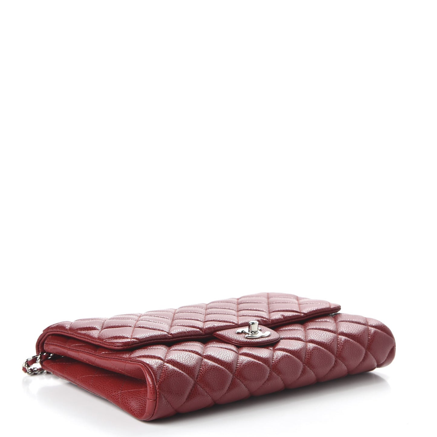 Caviar Quilted Clutch With Chain Flap Red