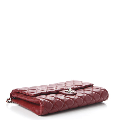Chanel Caviar Quilted Clutch With Chain Flap Red 4 of 11