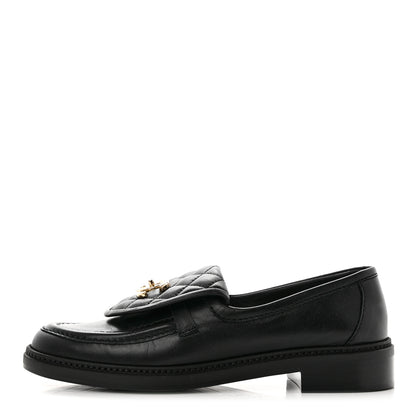 Chanel Lambskin Quilted CC Turnlock Loafers 38 Black 1 of 9