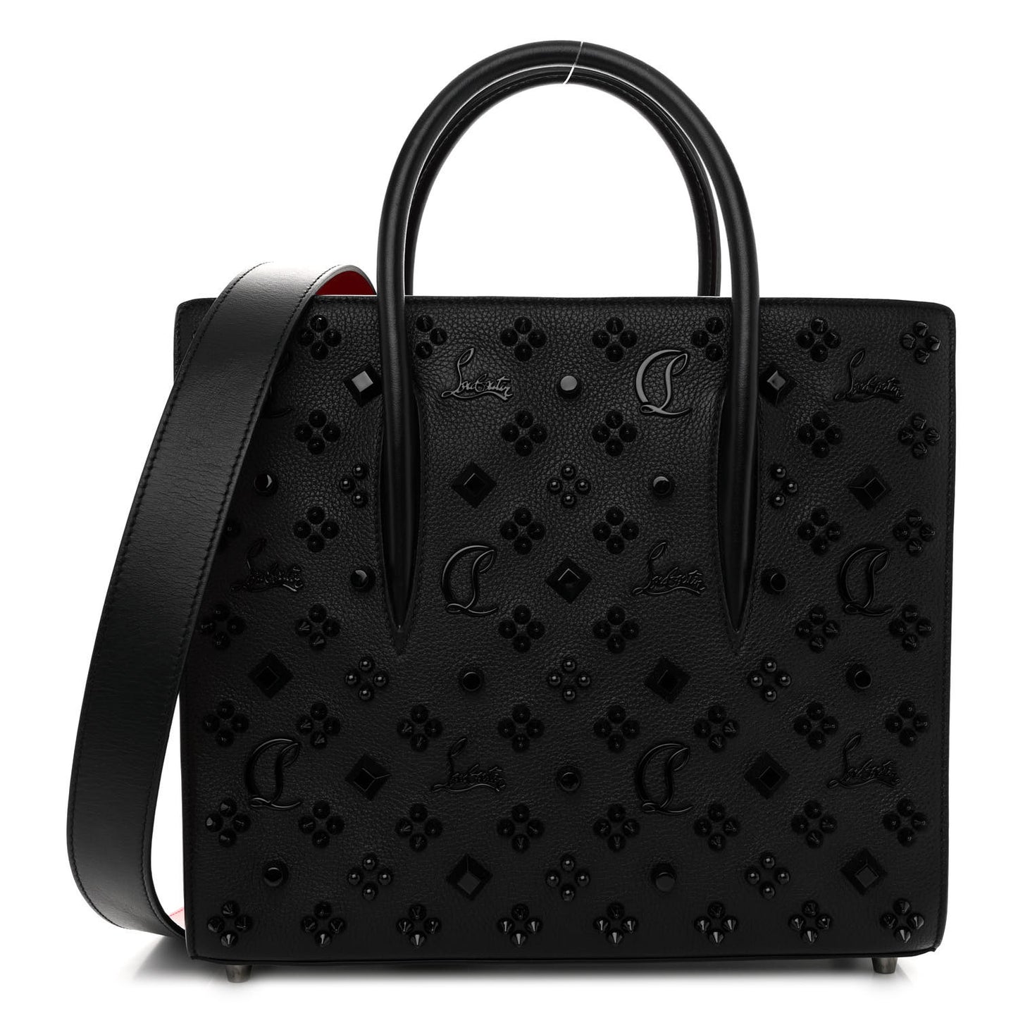 Calfskin Spikes Loubinthesky Medium Paloma Black