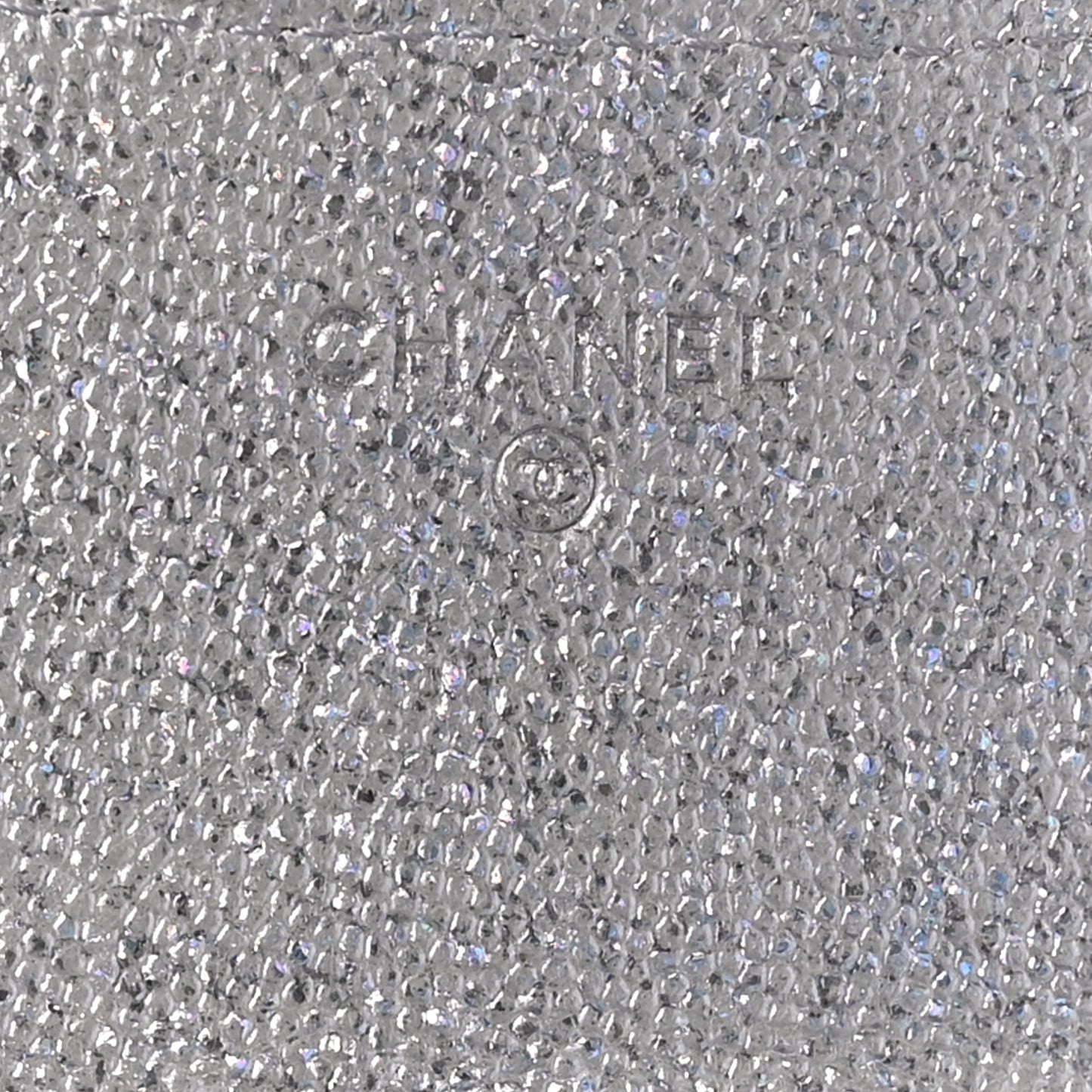 Glittered Metallic Caviar Quilted Large Flap Wallet Silver