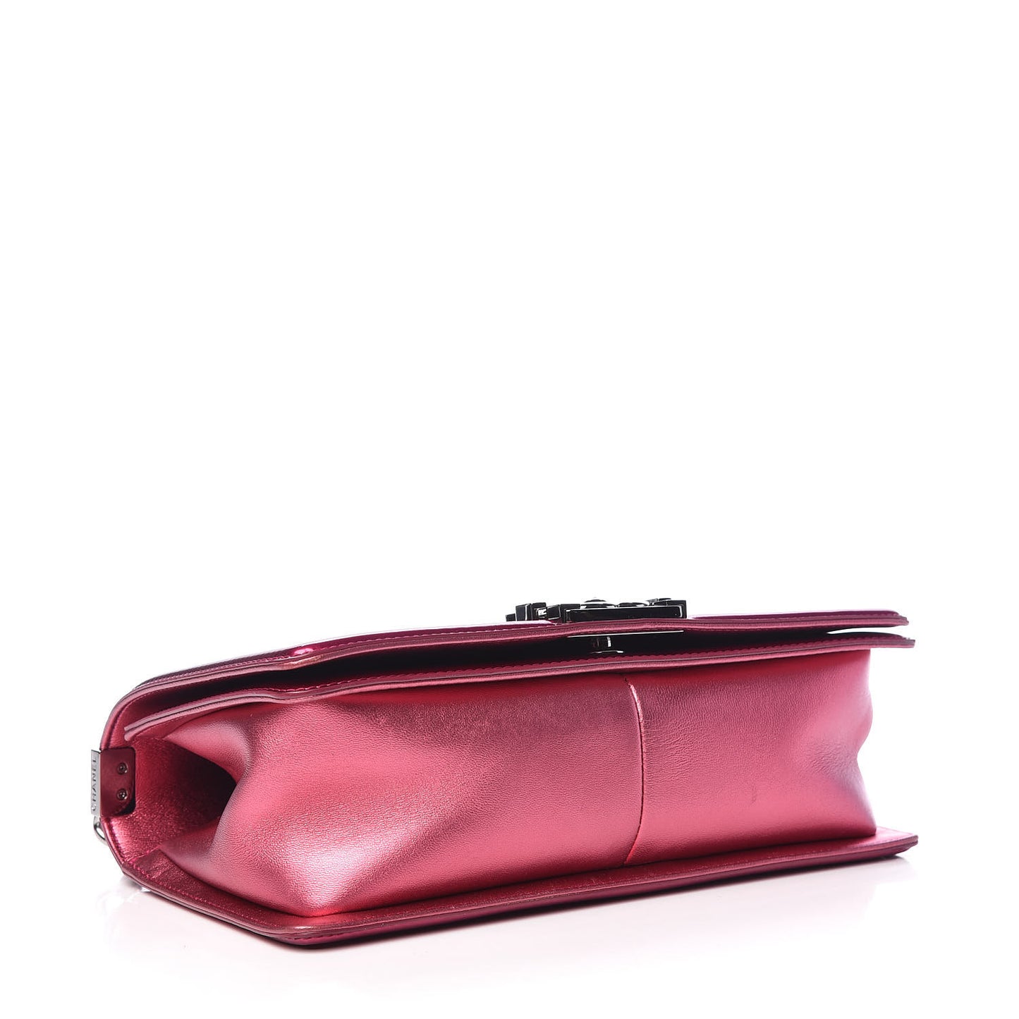 Metallic Patent Calfskin Quilted Medium Boy Flap Pink