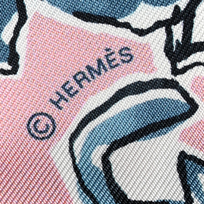 Hermes Silk Chevaux en Liberte Twilly Vieux Rose Bleu 4 of 5