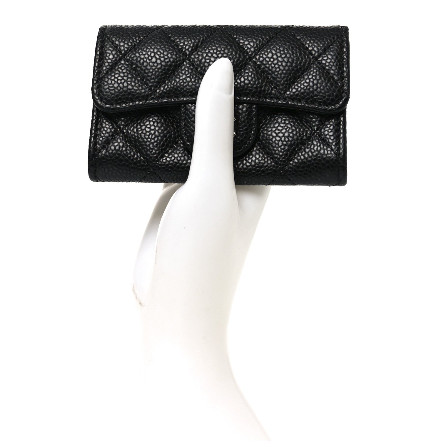 Chanel Caviar Quilted Flap Card Holder Wallet Black 2 of 8