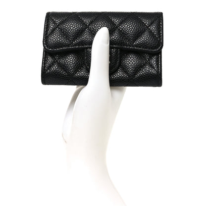 Chanel Caviar Quilted Flap Card Holder Wallet Black 2 of 8