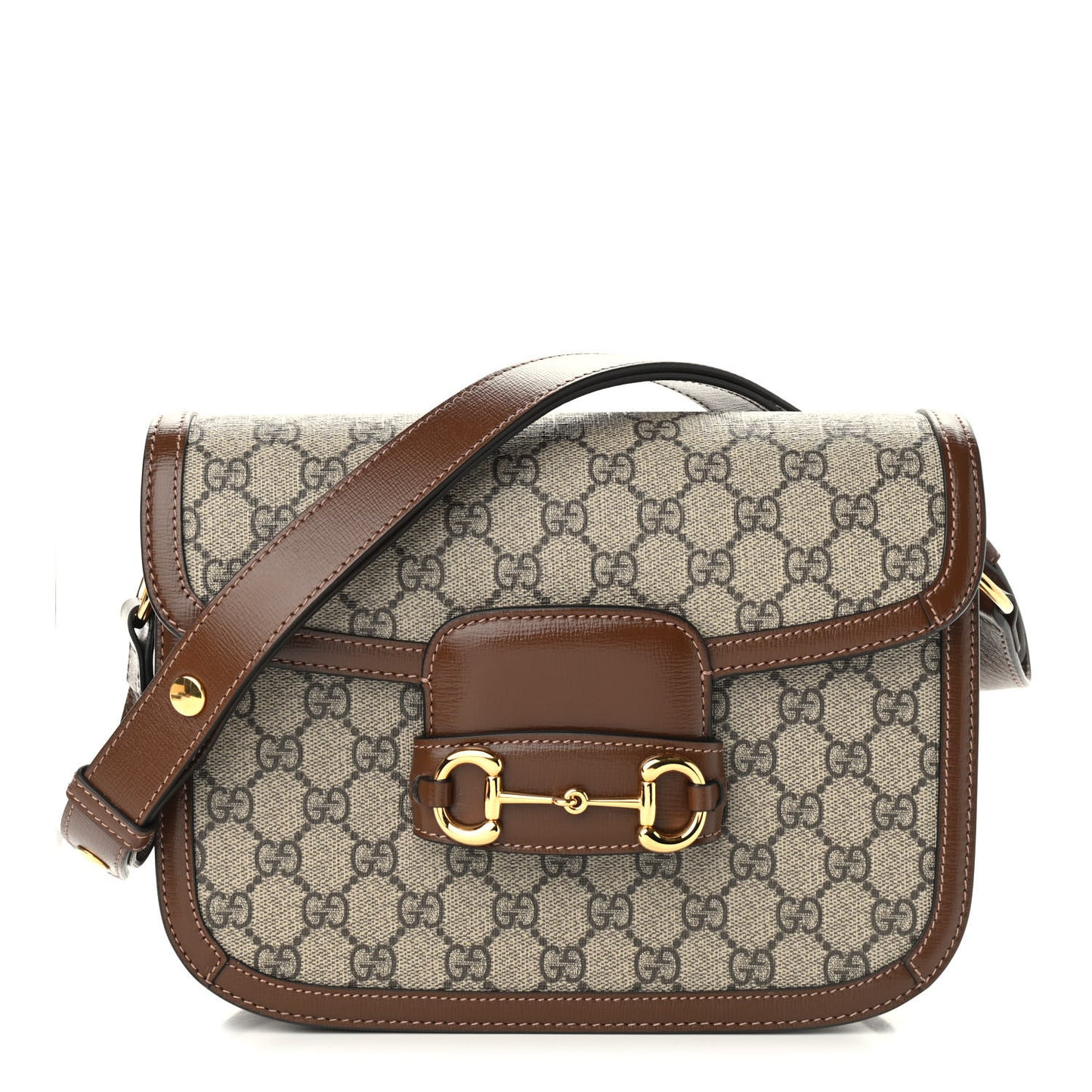 GG Supreme Monogram Horsebit 1955 Shoulder Bag Beige Brown Sugar