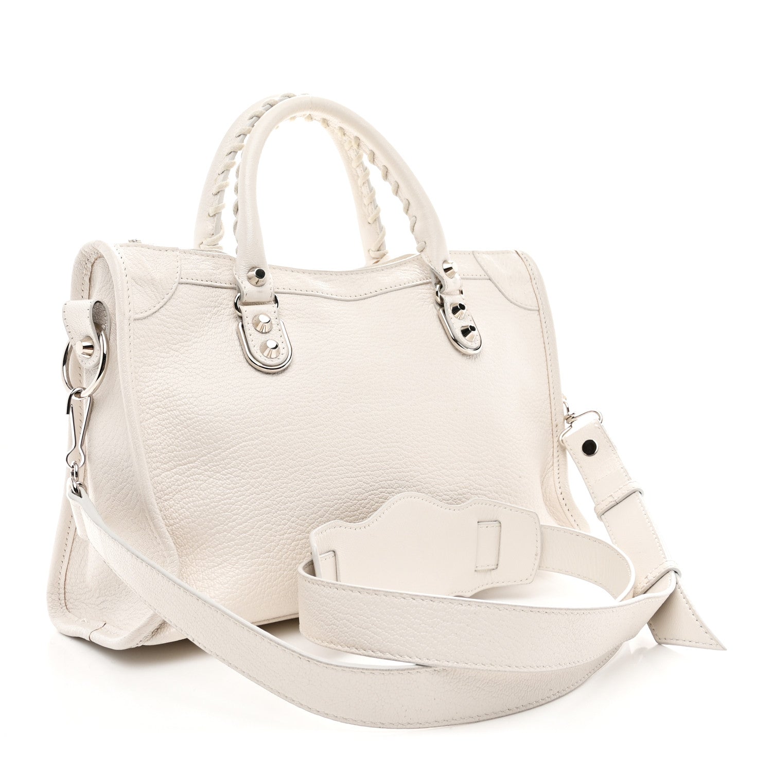Balenciaga Chevre Silver Metallic Edge Hardware S City White 4 of 11