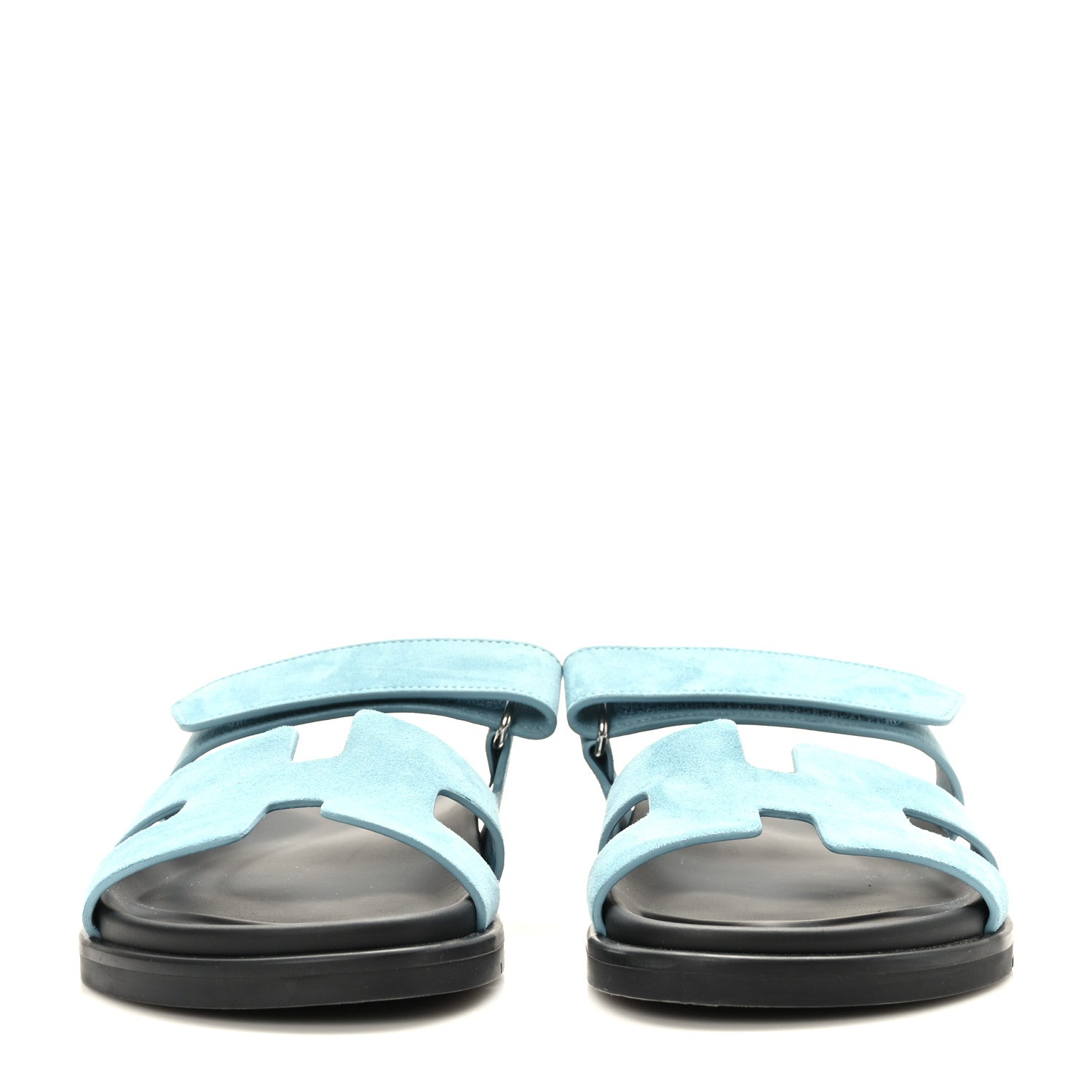 Hermes Suede Goatskin Womens Chypre Sandals 38 Bleu Mineral 2 of 8