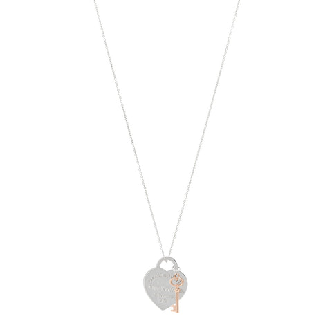 Sterling Silver Rubedo Return to Tiffany Heart Tag Key Pendant Necklace