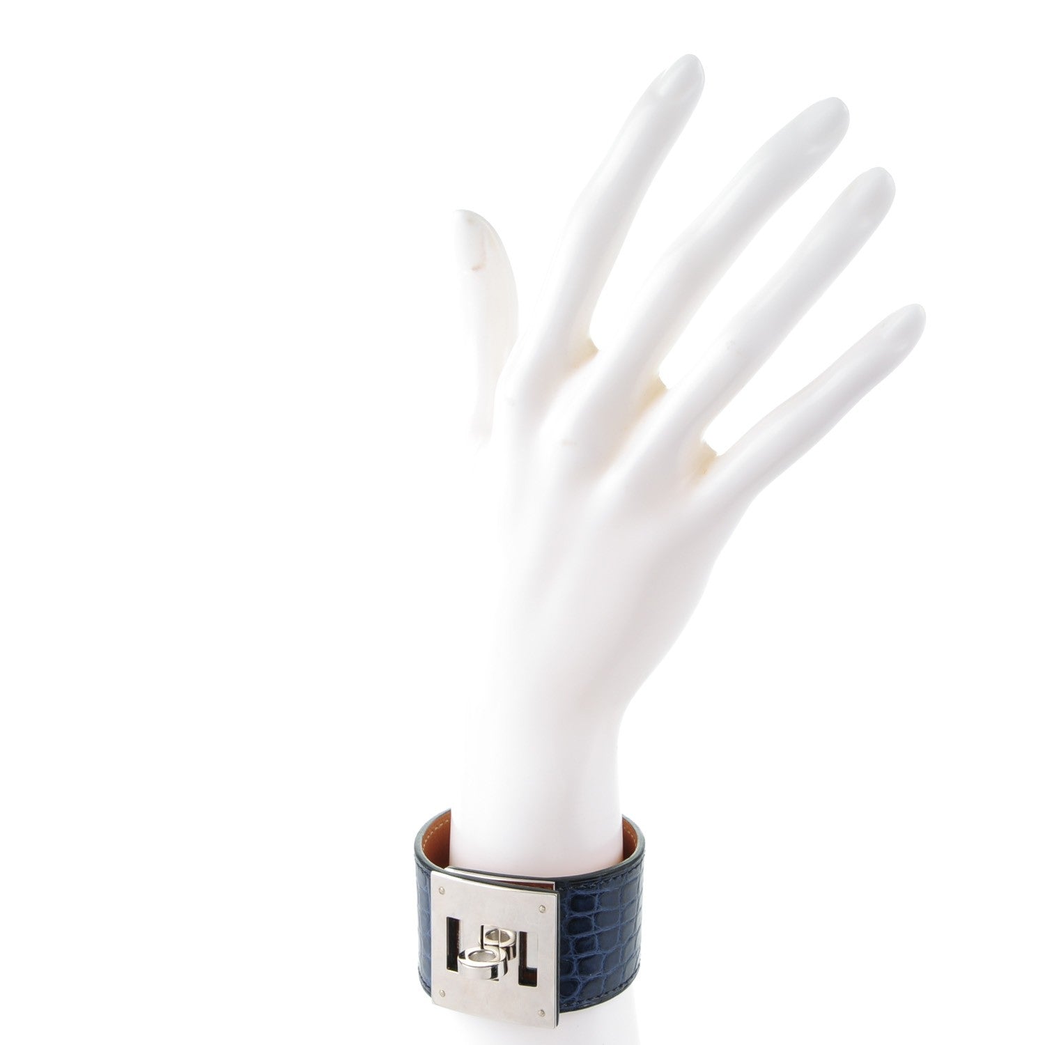 Hermes Matte Alligator Kelly Dog Cuff Bleu De Malte 2 of 7