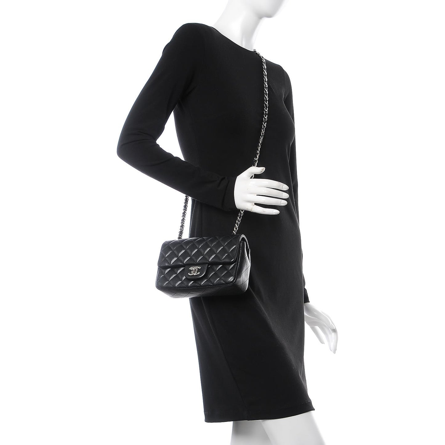 Caviar Quilted Mini Rectangular Flap Black