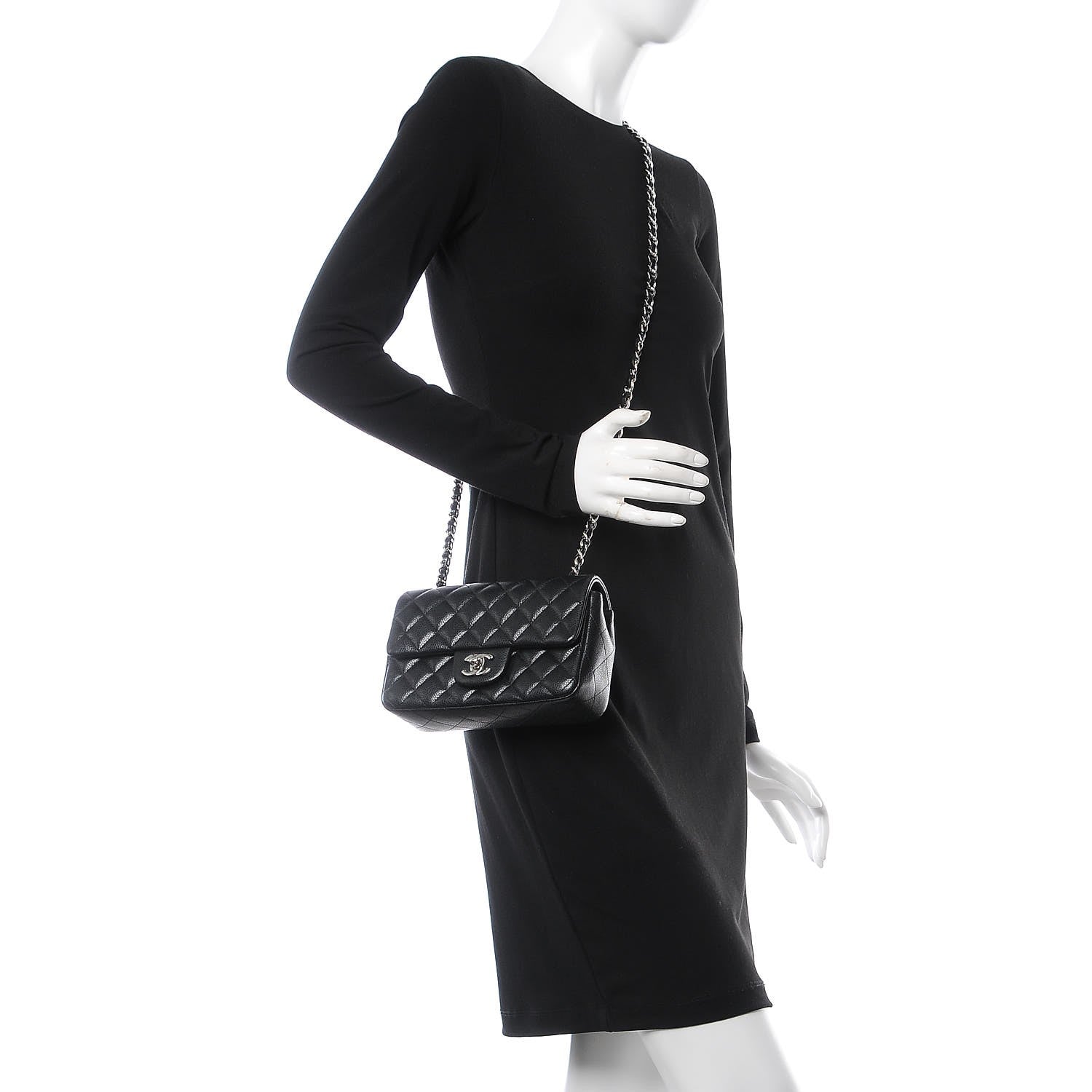 Chanel Caviar Quilted Mini Rectangular Flap Black 2 of 7