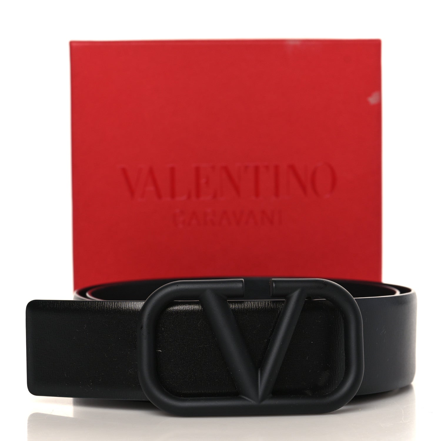 Valentino Garavani Glossy Calfskin Monochrome Mens VLogo 40mm Belt 90 36 Black 7 of 7