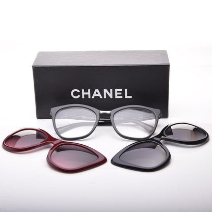 Chanel Clip On Sunglasses 5393 Black Burgundy 16 of 16