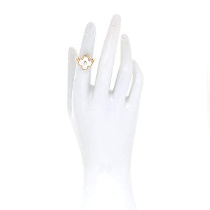 Van Cleef & Arpels 18K Yellow Gold Diamond Mother of Pearl Vintage Alhambra Ring 48 4.5 2 of 4