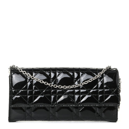 Christian Dior Patent Cannage Rendez-vous Chain Wallet Black 1 of 8