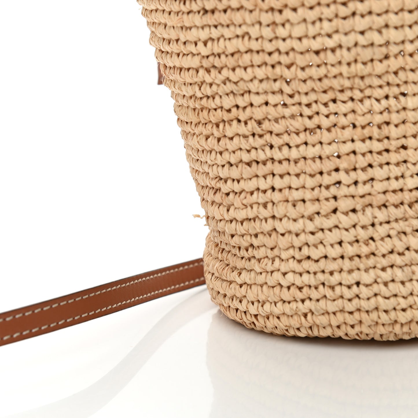 Calfskin Raffia Bucket Bag Natural Tan