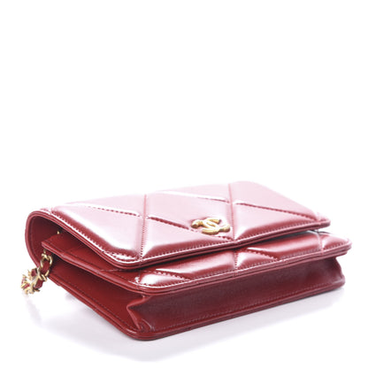 Chanel Lambskin Quilted Wallet On Chain WOC Red 4 of 10