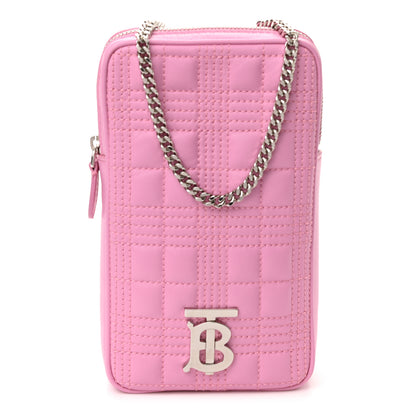 Burberry Lambskin Quilted Mini Lola Vertical Crossbody Bag Primrose Pink 1 of 10