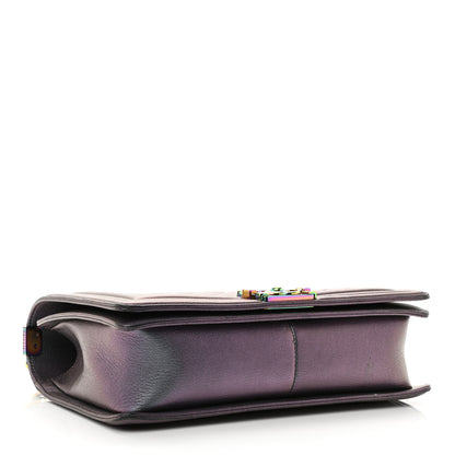 Chanel Iridescent Goatskin Quilted New Medium Boy Flap Purple 4 of 10