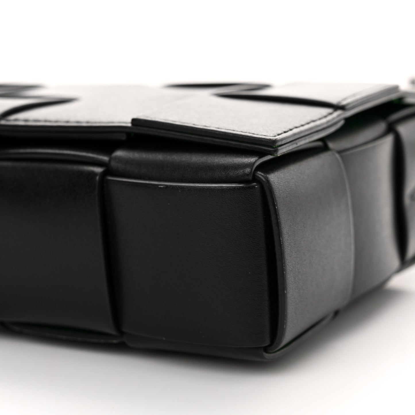 Lambskin Maxi Intrecciato Cassette Crossbody Bag Black