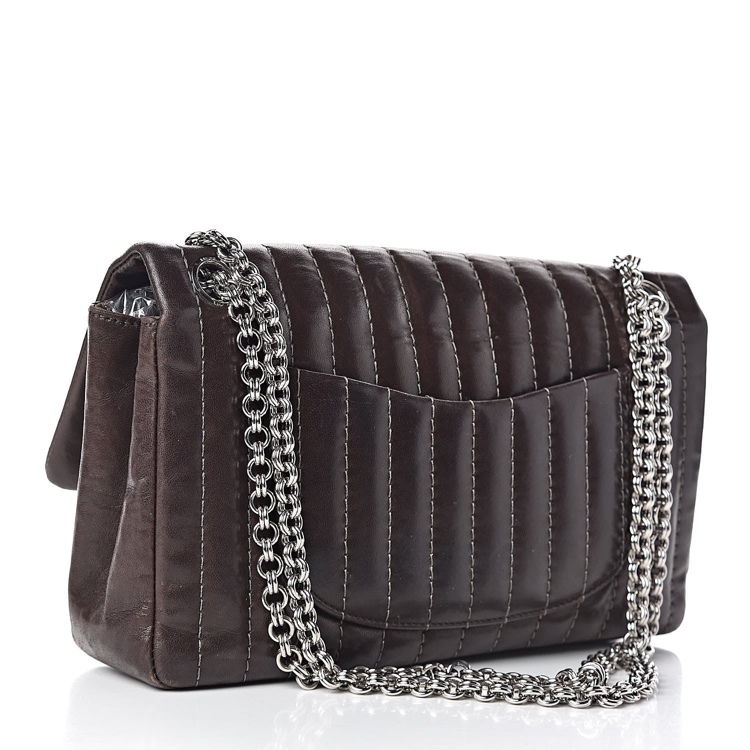Chanel Lambskin Vertical Quilted Medium Single Flap Brown 3 of 11