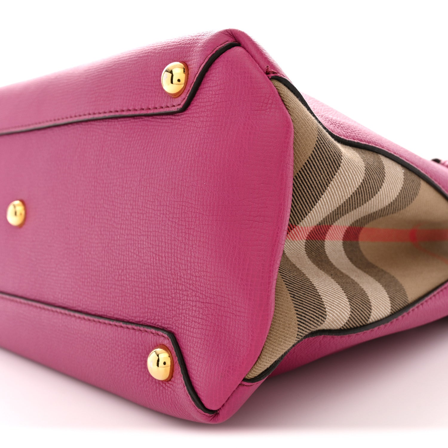 Burberry Grainy Calfskin House Check Medium Banner Tote Brilliant Fuchsia 10 of 12