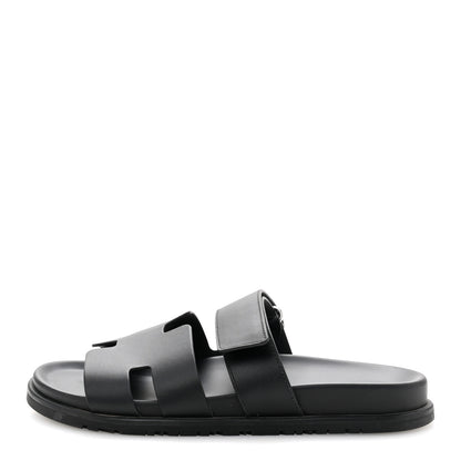 Hermes Calfskin Womens Chypre Sandals 40 Black 1 of 10
