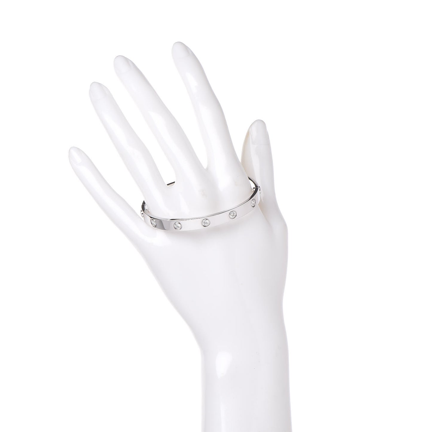18K White Gold 10 Diamond LOVE Bracelet 17
