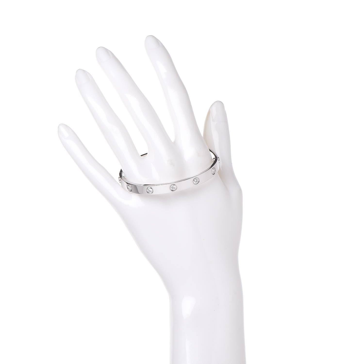 Cartier 18K White Gold 10 Diamond LOVE Bracelet 17 2 of 8