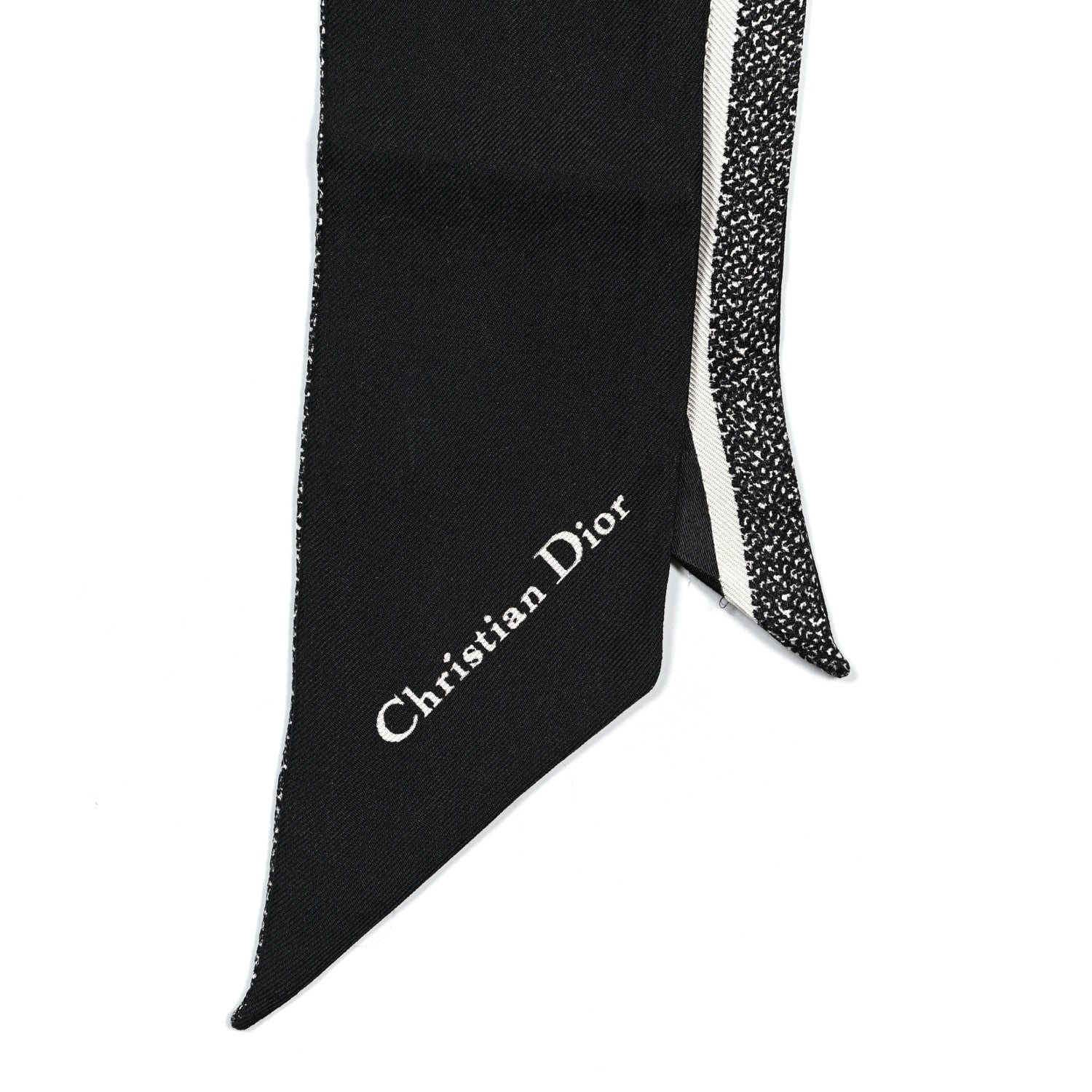 Christian Dior Silk Houndstooth Mitzah Scarf Black White 2 of 3