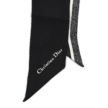 Christian Dior Silk Houndstooth Mitzah Scarf Black White 2 of 3