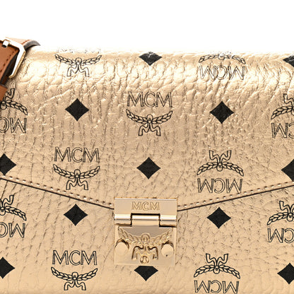 MCM Metallic Visetos Medium Millie Crossbody Bag Berlin Gold 7 of 9