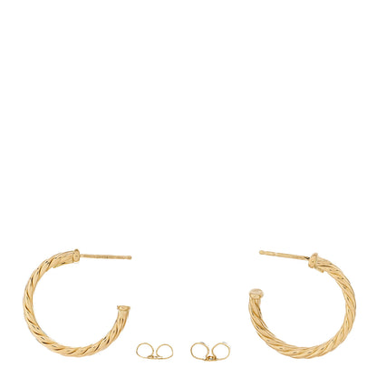 David Yurman 18K Yellow Gold Mini Cablespira Hoop Earrings 3 of 4